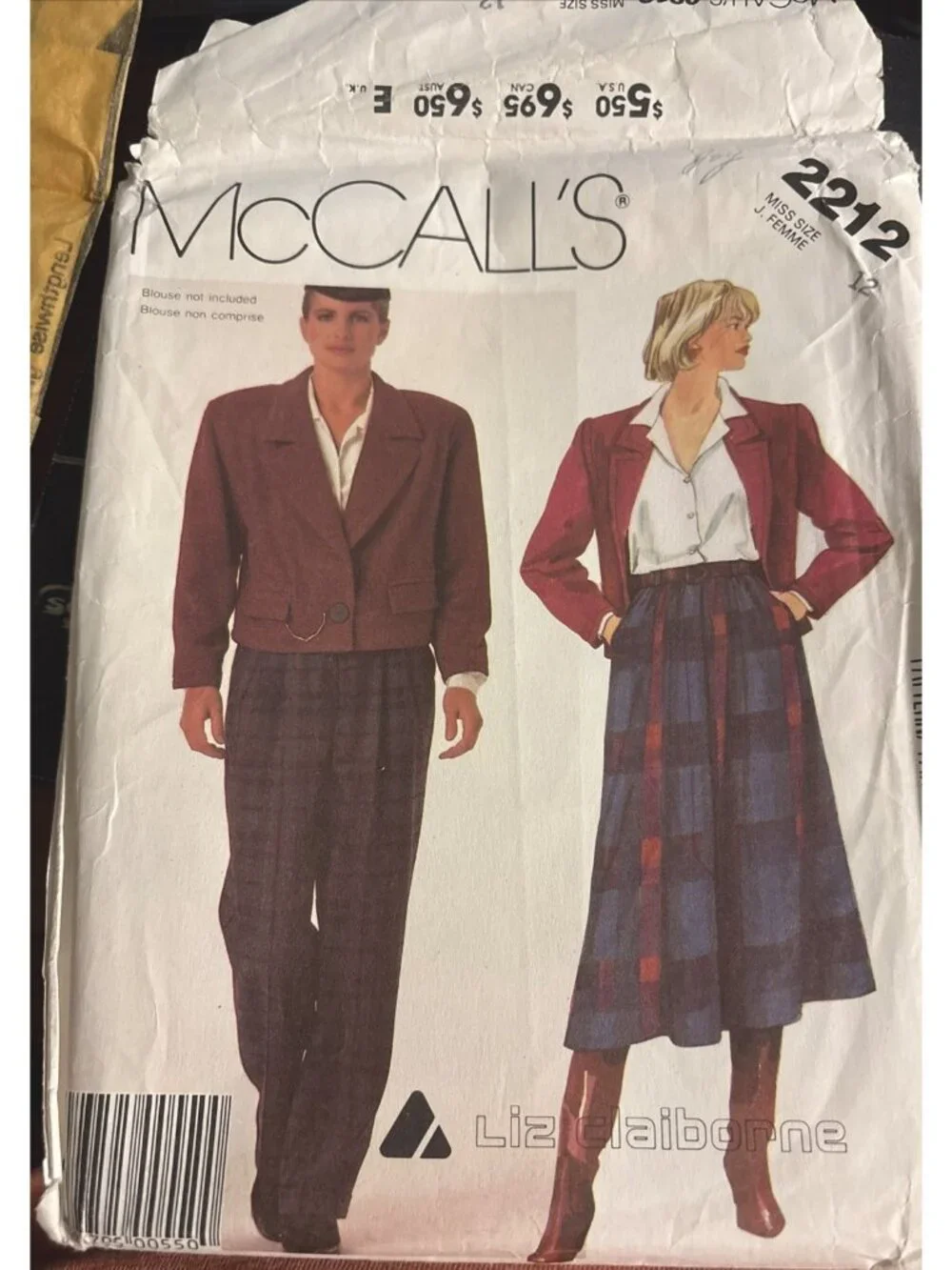 Vintage Sewing Pattern McCalls 2212 Liz Claiborne Miss Jacket Skirt Pants Sz 12